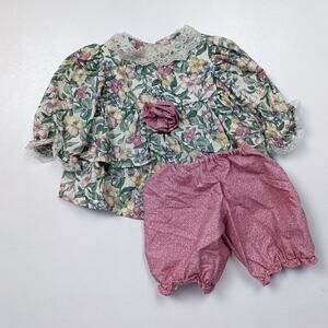 Vintage Handmade Outfit Baby Girls Size 12-18m Floral